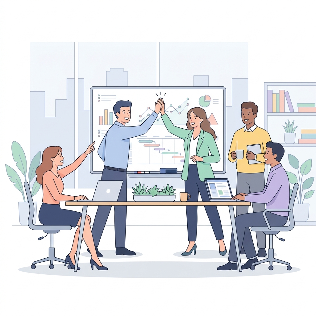 Équipe d'entreprise qui collabore